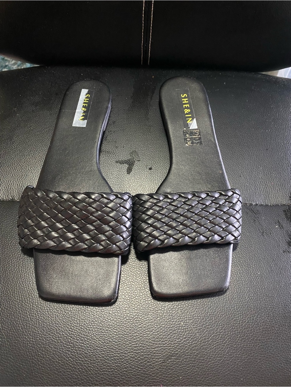 Shein Black Braided Slide Sandals Size 42/11 US